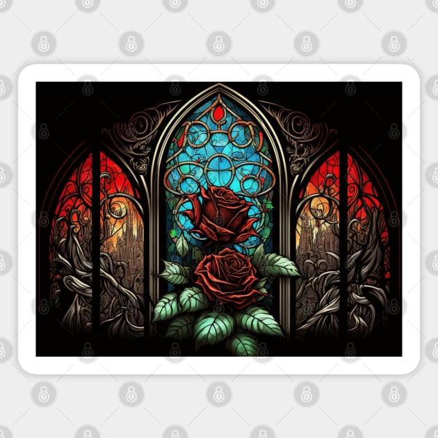 Stained Glass Roses Magnet by Nightarcade